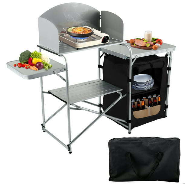 Camping Kitchen Station, Aluminum Portable Folding Camp Cook Table witDobaDealsexpress.shopCamping Kitchen Station, Aluminum Portable Folding Camp Cook TableDetails
Details
Model: VV-HWTDCF57INBColor: BlackMaterial: Aluminum + MDF +OxfordItem Dimension: 57.5 x 18.1 x 27.6 in / 146 x 46 x 70 cmItem Weight: 19.8 lbs / 9 kg