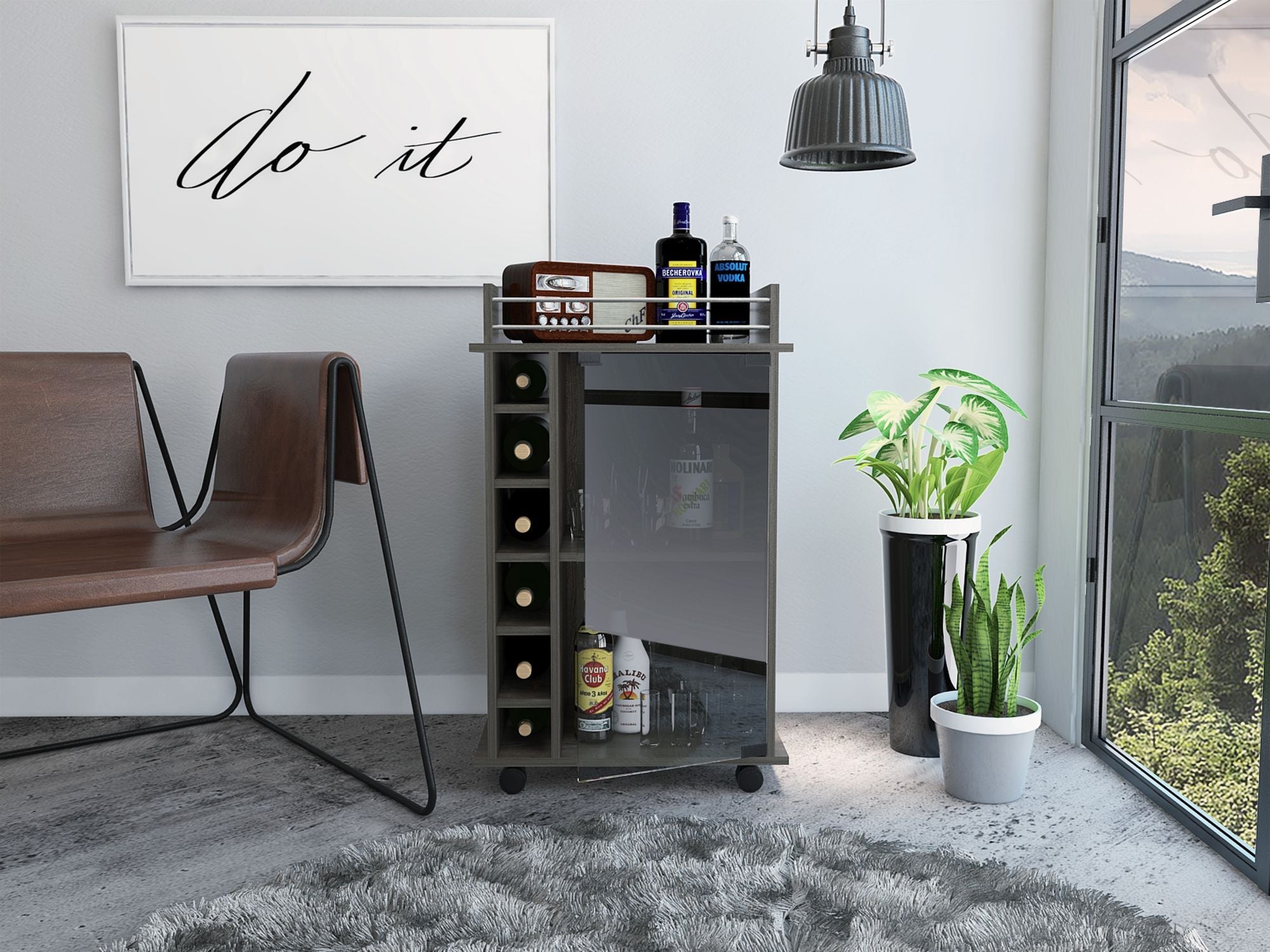 Vegas Bar Cart, Two Tier Cabinet With Glass Door, Six Cubbies For LiquDobaDealsexpress.shopVegas Bar Cart,Specification
Cabinets Type:Mobile Carts
Cabinets Storage Quantity:1-2 Spaces
Main Color:Gray
Wood Tone:Gray
Use Case:Primary Living Space
Cabinets Features:Open Sto