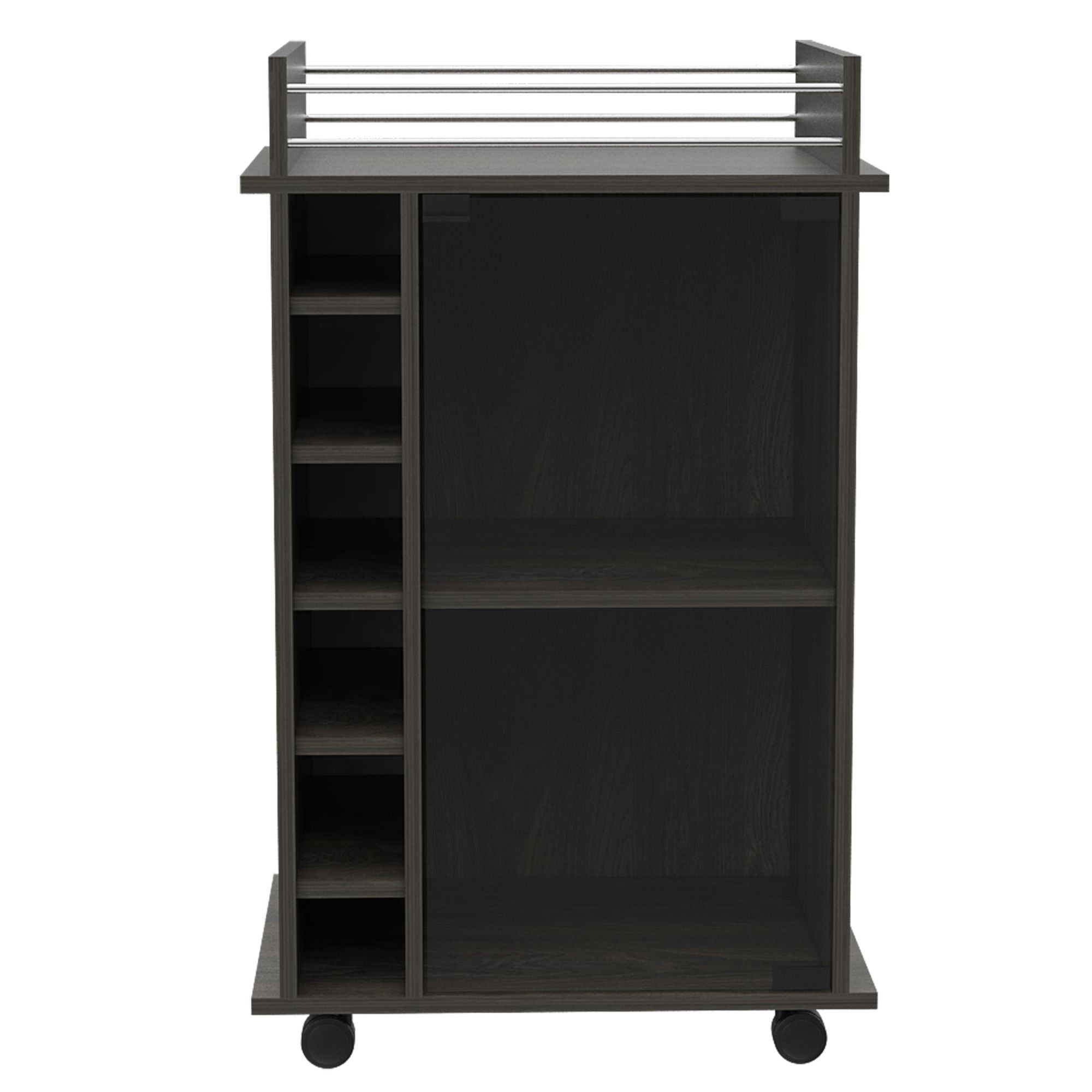 Vegas Bar Cart, Two Tier Cabinet With Glass Door, Six Cubbies For LiquDobaDealsexpress.shopVegas Bar Cart,Specification
Cabinets Type:Mobile Carts
Cabinets Storage Quantity:1-2 Spaces
Main Color:Gray
Wood Tone:Gray
Use Case:Primary Living Space
Cabinets Features:Open Sto