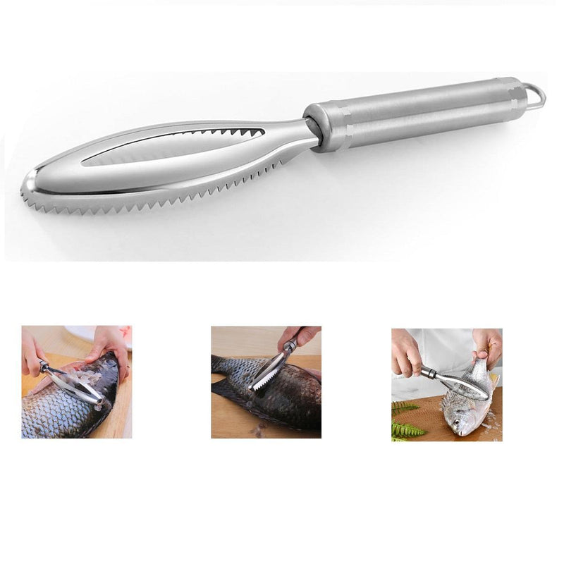 Fish Scaler Tool, Stainless Steel Fish Scaler Remover Fish Scraper Scaler with Sawtooth, Fish Skin Graters Fish Tweezers Fish Descaler Tool for Cleaning Fish