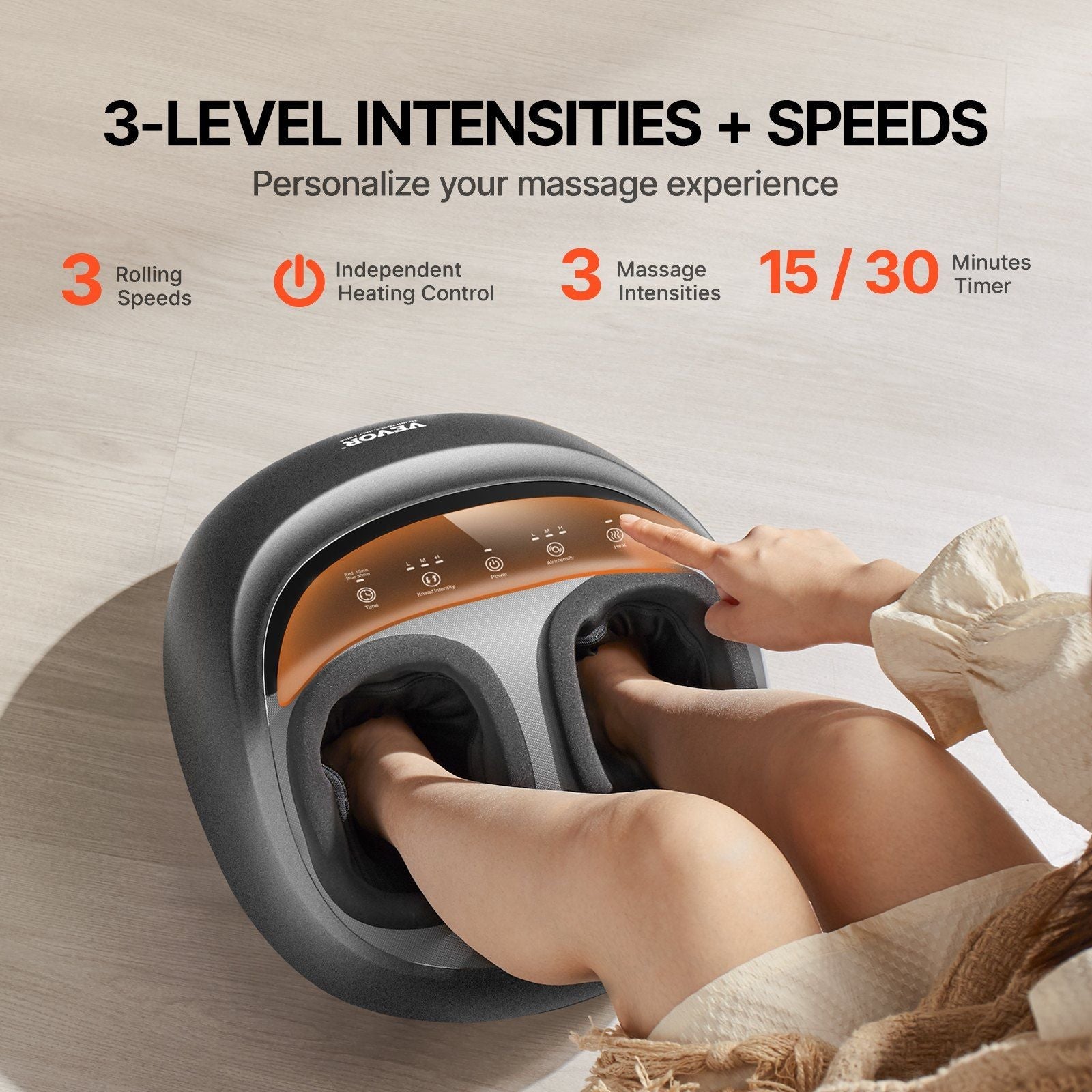 VEVOR Shiatsu Foot Massager Heated Deep Kneading Feet Massager
