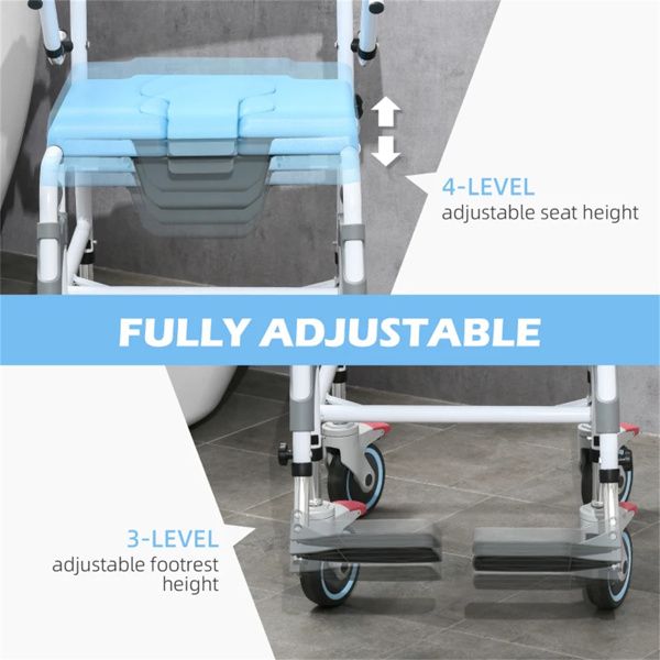 Bathroom Wheelchair, Commode Wheelchair, Rolling Shower Wheelchair