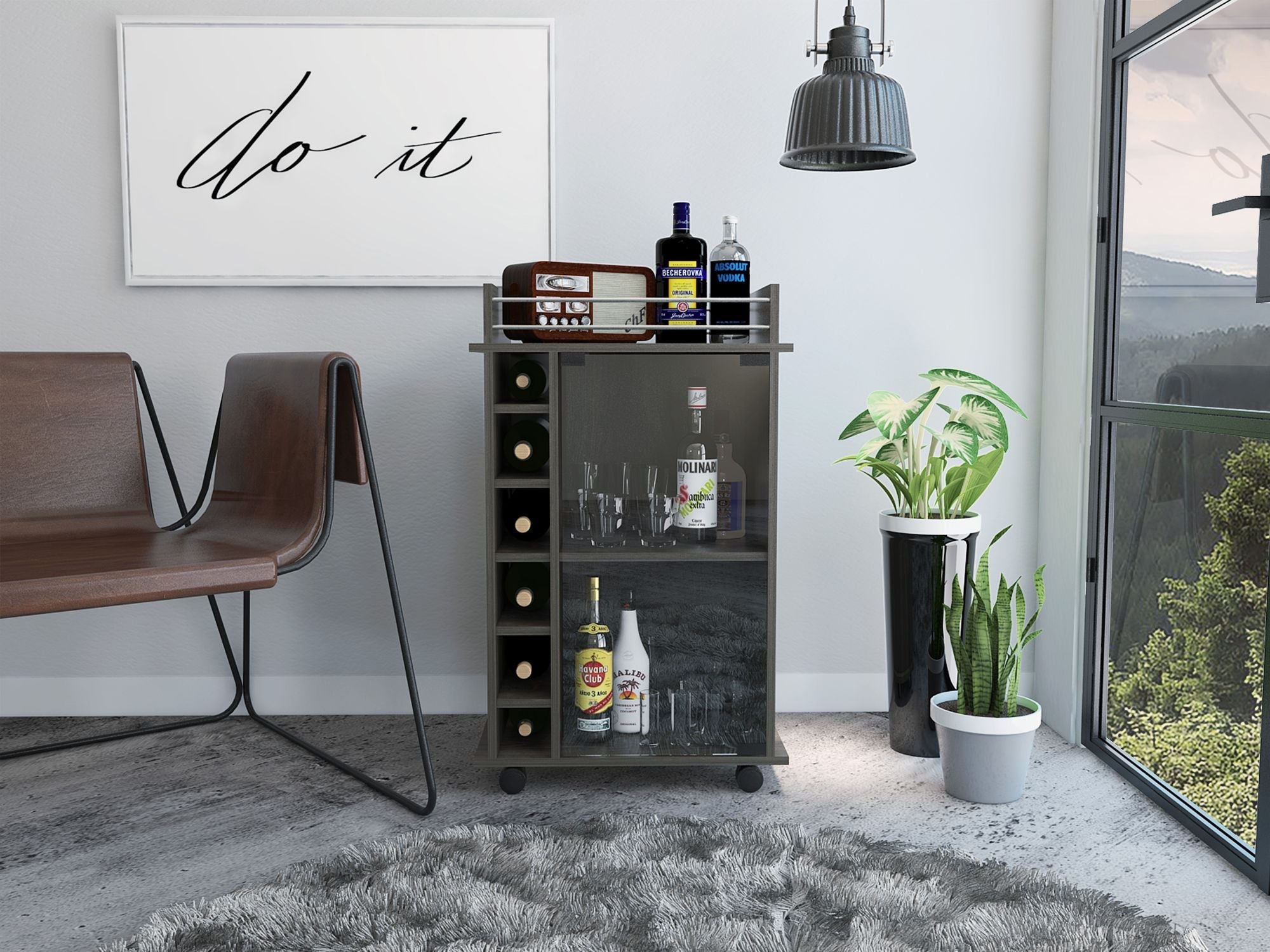 Vegas Bar Cart, Two Tier Cabinet With Glass Door, Six Cubbies For LiquDobaDealsexpress.shopVegas Bar Cart,Specification
Cabinets Type:Mobile Carts
Cabinets Storage Quantity:1-2 Spaces
Main Color:Gray
Wood Tone:Gray
Use Case:Primary Living Space
Cabinets Features:Open Sto