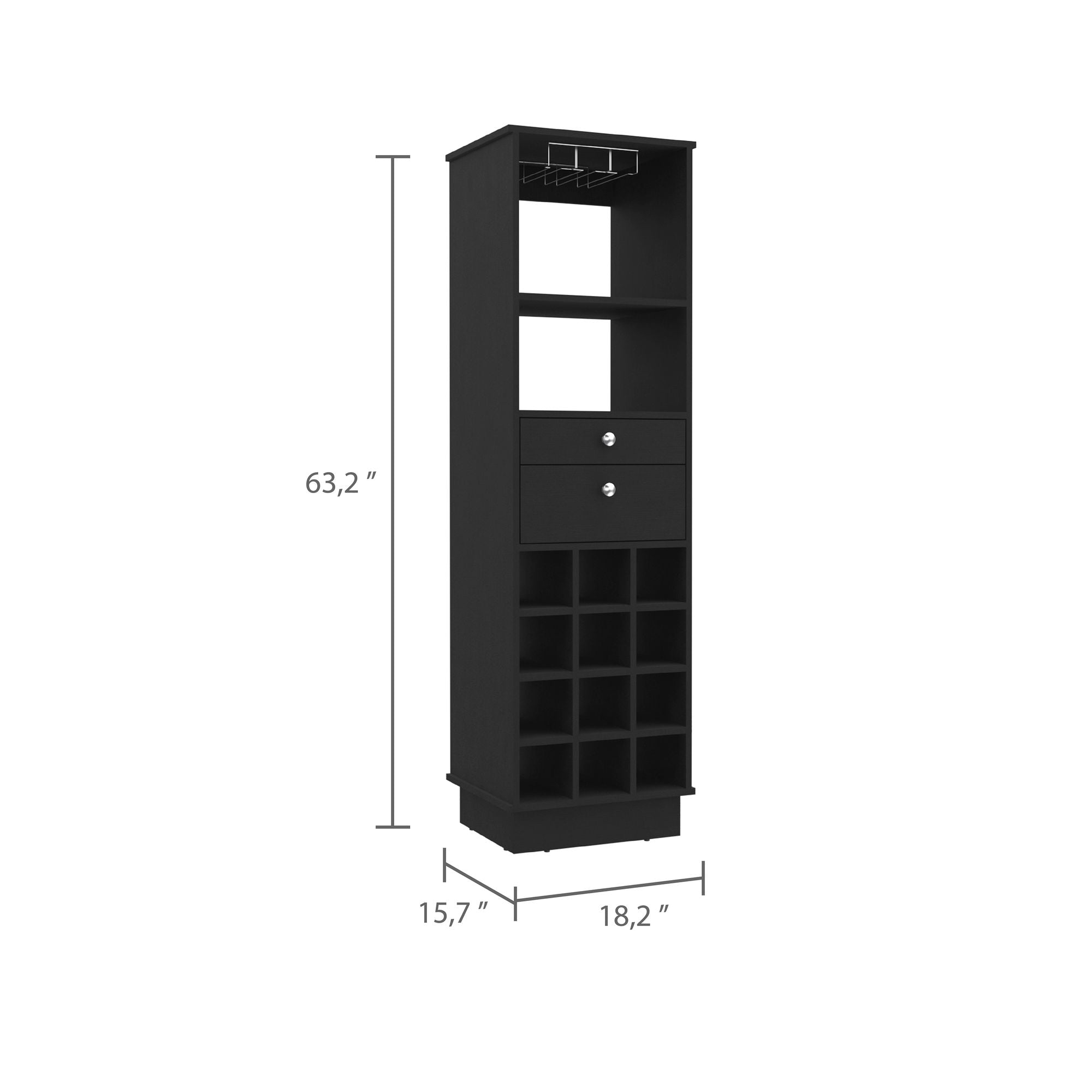 Black Wengue 12-Bottle 2-Drawer 1-Shelf Bar CabinetDobaDealsexpress.shopBlack Wengue 12-Bottle 2-Drawer 1-Shelf Bar CabinetSpecification
Main Color:Black
Main Material:Particle Board
Details
Product Features:
The bar cabinet is designed to hold up to 12 bottles, offering ample space for 