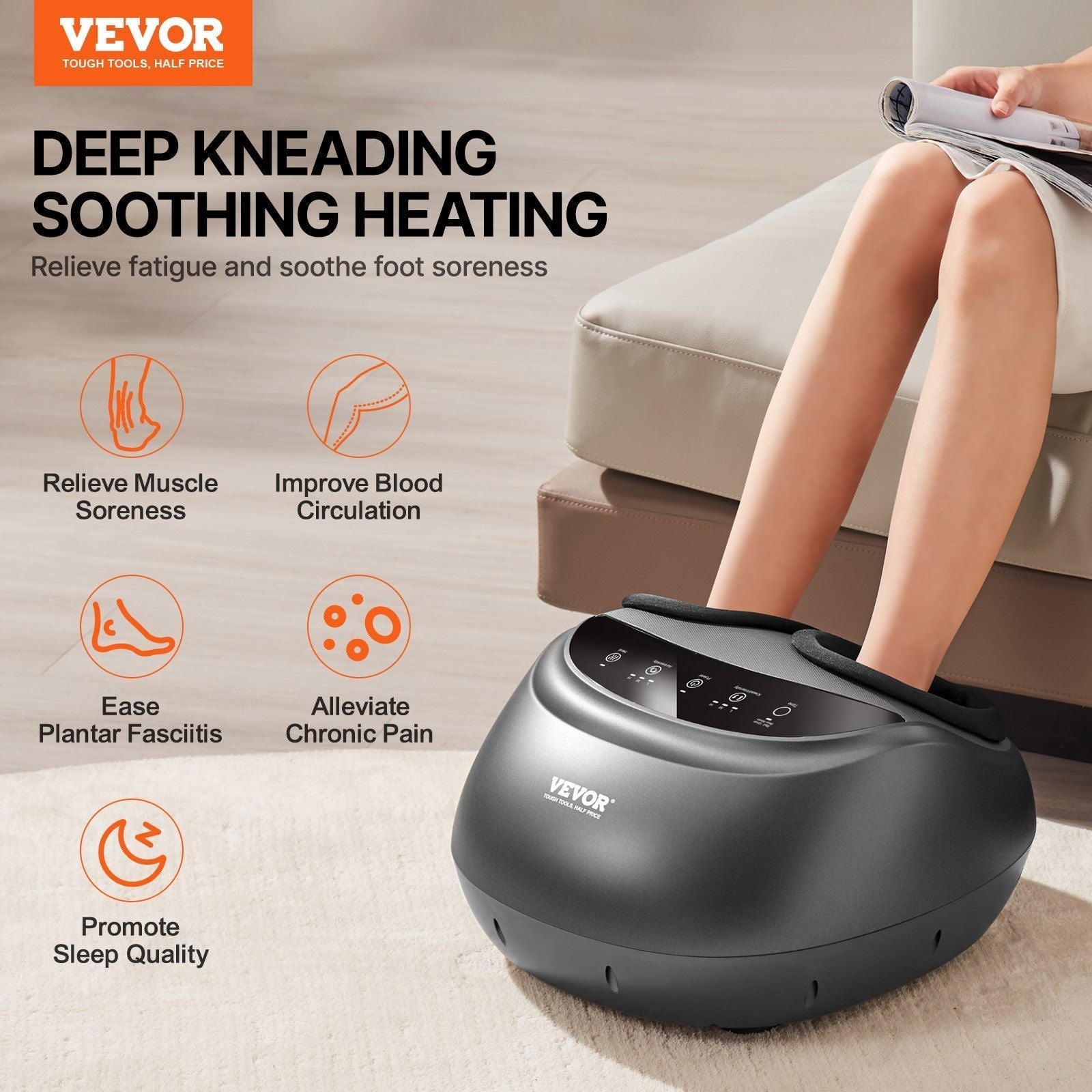 VEVOR Shiatsu Foot Massager Heated Deep Kneading Feet Massager