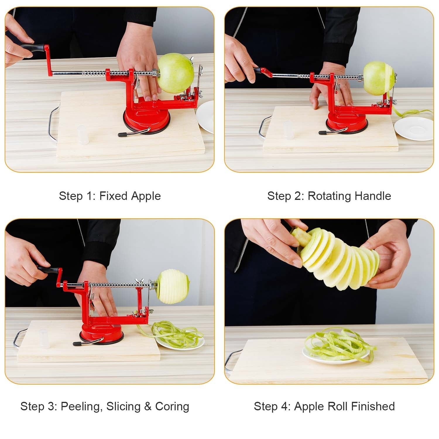 3In 1 Apple Peeler Manual Rotation Potato Fruit Core Slicer Kitchen HaDobaDealsexpress.shop3In 1 Apple Peeler Manual Rotation Potato Fruit Core Slicer Kitchen Hand Cracking CorerDetails
*Features*:
*Premium Material*:Made of premium zinc alloy and stainless steel blade; it is durable and anti-rust. It can last for a long time.*3 In 1 Functio