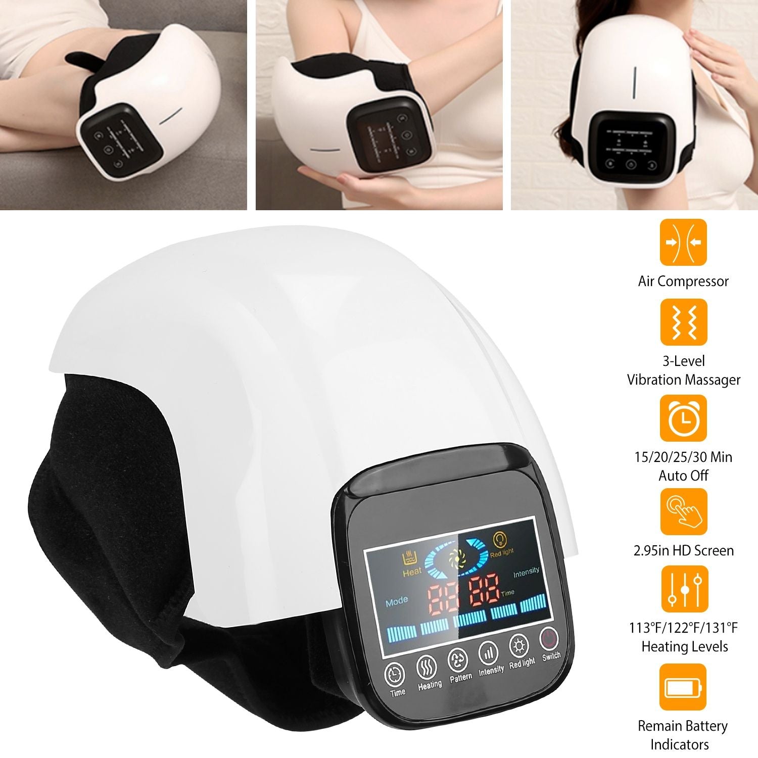 Electric Rechargeable Knee Massager Infrared Heat Pain Relief Therapy Knee Brace Wrap