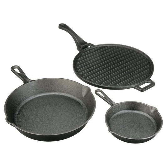 4-Piece Cast Iron Skillet Set with Handles and Griddle, Pre-Seasoned, DobaDealsexpress.shop4-Piece Cast Iron Skillet SetDetails
Product details
Cast iron cookware can be used on induction, ceramic, electric and gas cooktops, oven, grill, or over campfire
Do not use in the microwave
On