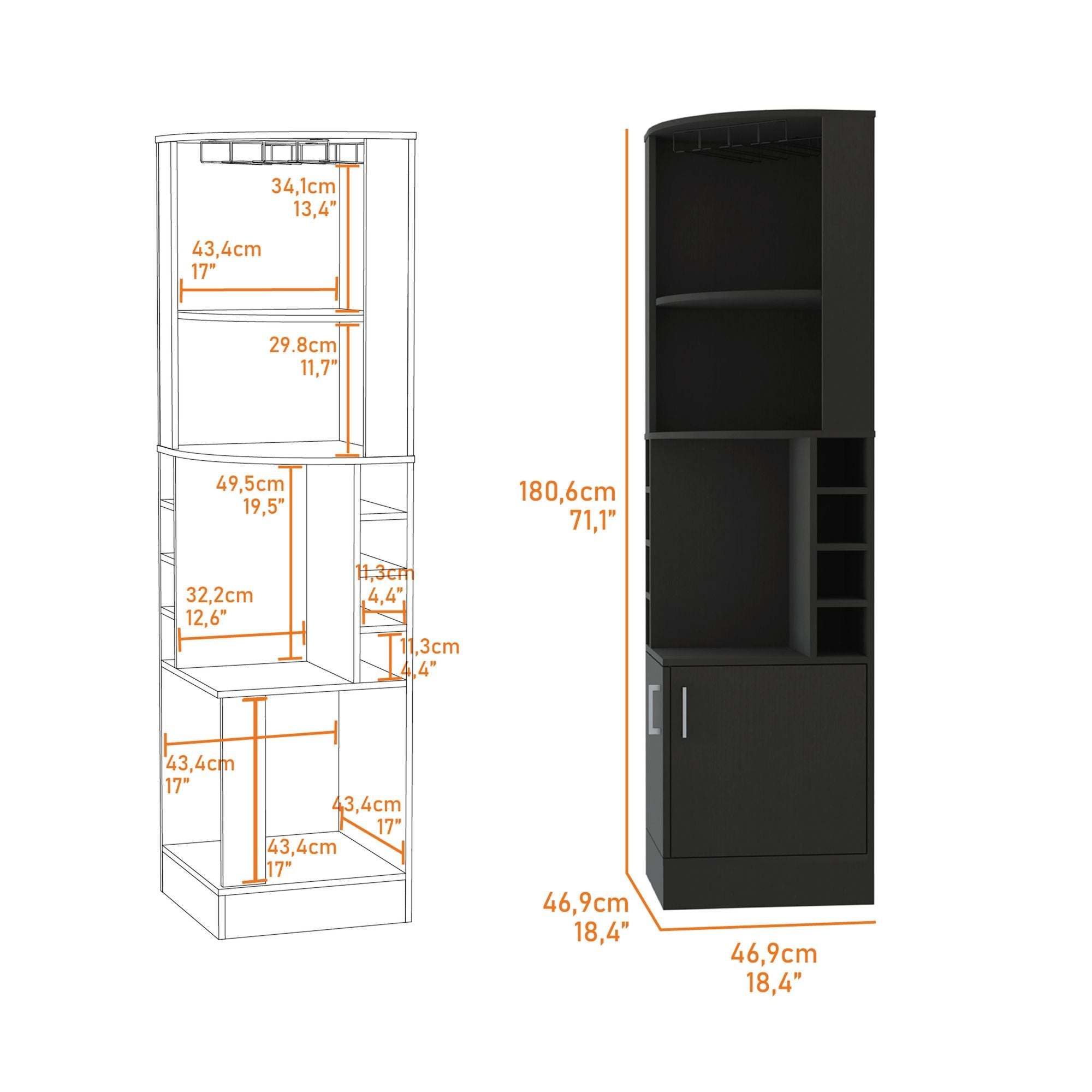 Corner Bar Cabinet, Double Door Cabinet, Glass Rack, Eight Built-in WiDobaDealsexpress.shopCorner Bar Cabinet, Double Door Cabinet, Glass Rack,Specification
Main Color:Black
Filler:Solid Wood+MDF
Main Material:Engineered Wood
Details
Included 4 Packages:
Sub-item 1: Package Quantity:2, Package Size:46.46*22