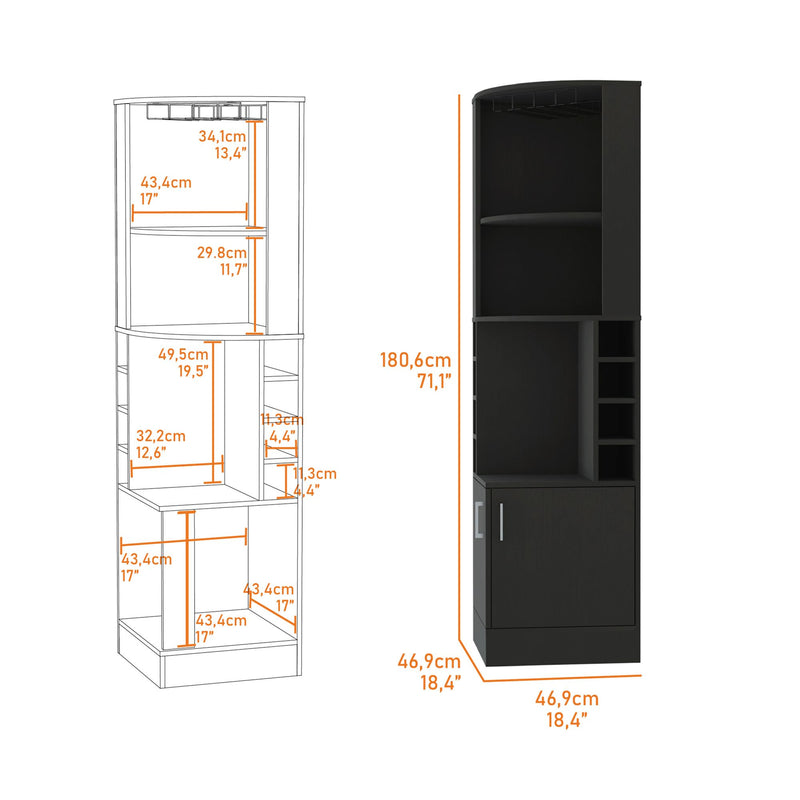 Corner Bar Cabinet, Double Door Cabinet, Glass Rack, Eight Built-in Wine Rack, Black