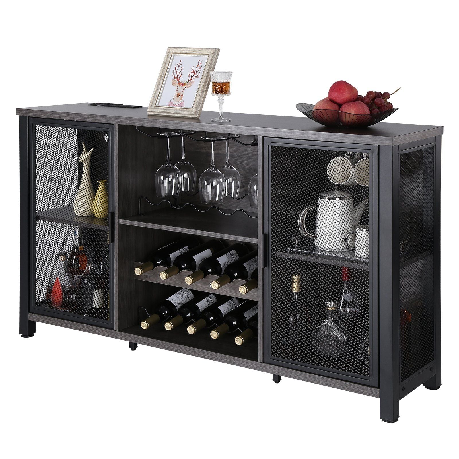 VEVOR 47 Inch Industrial Bar Cabinet, Wine Table
