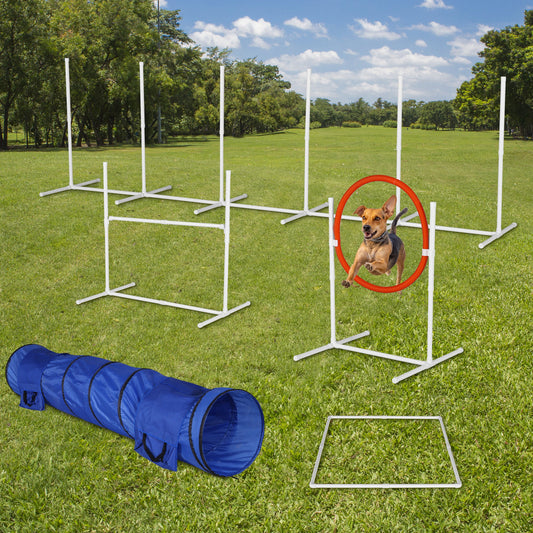 6Pack Dog Agility Training Equipment SetDobaDealsexpress.shop6Pack Dog Agility Training Equipment SetSpecification
Main Color:White
Main Material:Plastic
Details
Product Features:
Featuring a 26' wide adjustable bar jump, an adjustable tire jump that is 24' in diame