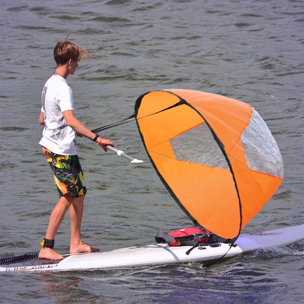 Clear window wind Sail Kayak rowing paddles SurfboardDealsexpress.shopDealsexpress.shopClear window wind Sail Kayak rowing paddles SurfboardThis is a compact sail used for canoes and kayaks. It can be set up easily and folded quickly. It helps to catch the wind and increase the power. A great tool to tak