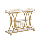 Golden Bar& Serving Cart with Wine Rack&Glass Holder for Home with WheDobaDealsexpress.shopGolden Bar& Serving CartHighlights
Simple and Elegant Design: The perfect curve and original design make it stand out from the crowd;
Large Stoage Unit: three levels for storing wine or pla