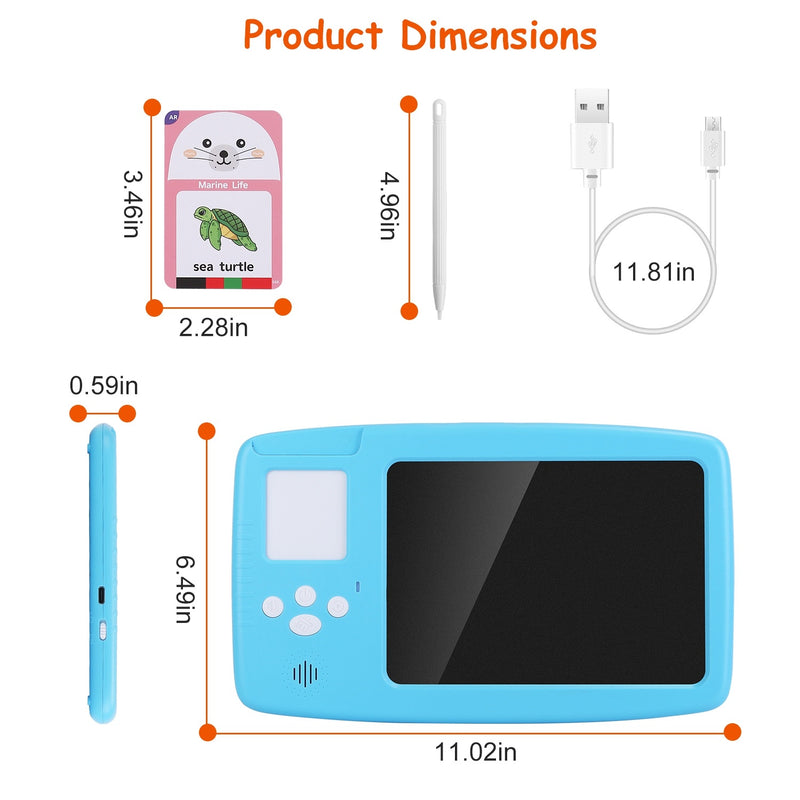 224 Words Toddler Learning Toy Talking Flash Cards with LCD Writing Tablet Preschool Educational Reading Drawing Machine Autism Sensory Toy 3+ Years Old Children