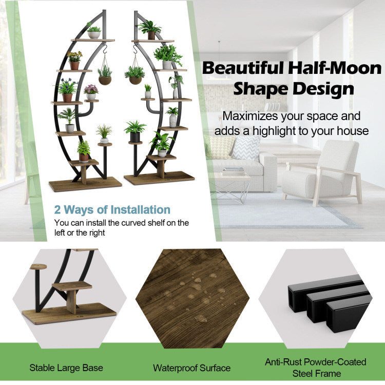 6-Tier 9 Potted Metal Plant Stand Holder Display Shelf with HookDobaDealsexpress.shop6-Tier 9 Potted Metal Plant Stand Holder Display ShelfHighlights
Multi-Layer Storage Space: The 6-tier moon half plant stand adopts a 6-layer ladder structure, which not only provides ample storage and display space for