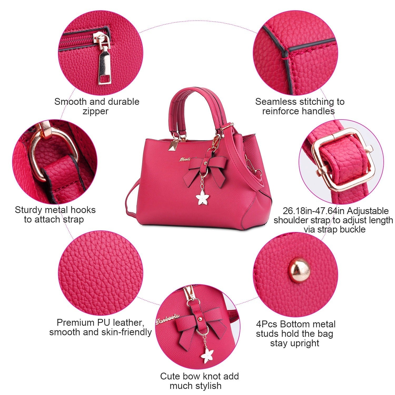 Women Soft Leather Handbag Tote Shoulder Crossbody Bag 7 Cells Zipper DobaDealsexpress.shopWomen Soft Leather Handbag Tote Shoulder Crossbody Bag 7 Cells Zipper Purse Handle BagDetails
*Features*:
**Soft &amp; Smooth PU Leather*:Fine stitching workmanship; made of premium PU leather and durable metal zipper; our tote bag offers you soft tou