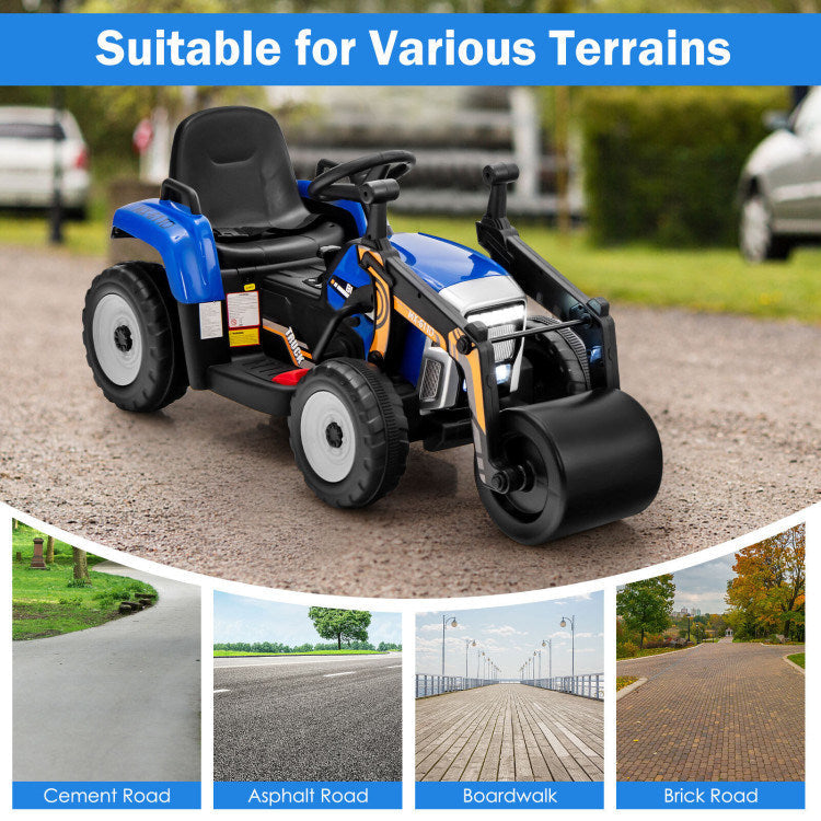 12V Kids Ride on Road Roller with 2.4G Remote ControlDobaDealsexpress.shop12V Kids RideHighlights
Realistic Road Roller for Pretend Play: Designed with an adjustable arm and flexible drum roller, the kids ride on road roller not only brings kids drivin