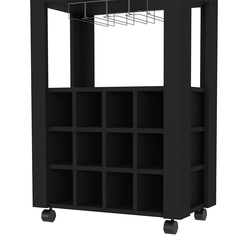 Bar Cart Bayamon, Twelve Wine Cubbies, Four Legs, Black Wengue FinishDobaDealsexpress.shopBar Cart Bayamon, Twelve Wine Cubbies,Specification
Main Color:Black
Main Material:Particle Board
Details
Product Features:
Twelve Wine Cubbies
Four Legs
One Open Shelf
Superior Top 27,44''
Our furniture