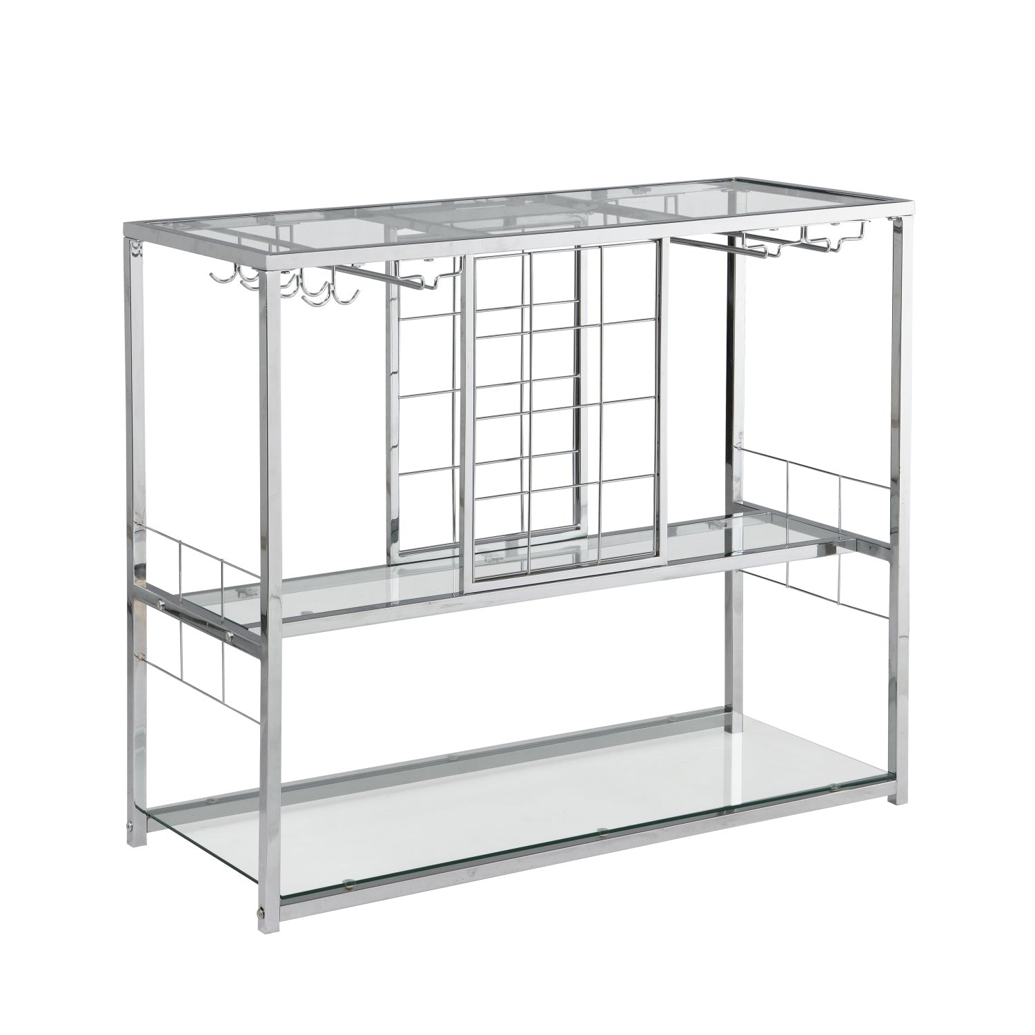 Bar Serving Cart with Glass Holder and Wine Rack, 3-Tier Kitchen TrollDobaDealsexpress.shopBar Serving CartHighlights
BIG STORAGE: 12 bottles,12 stemware racks and 8 cups can be holded. Other cups or trays can be put on the three glasses
STURDY TEMPERED GLASSES: 5mm thick