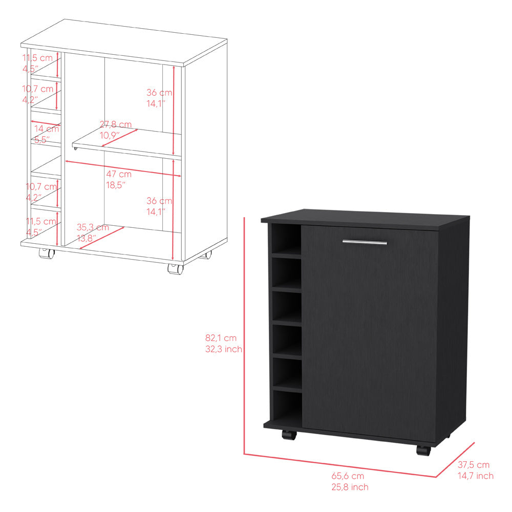 Bar Cart Cisco, Living Room, BlackDobaDealsexpress.shopBar Cart Cisco, Living Room, BlackSpecification
Main Color:Black
Filler:Particle Board
Main Material:Engineered Wood
Details
Product Features:
Integrated Bottle Storage: Dedicated built-in rack accom