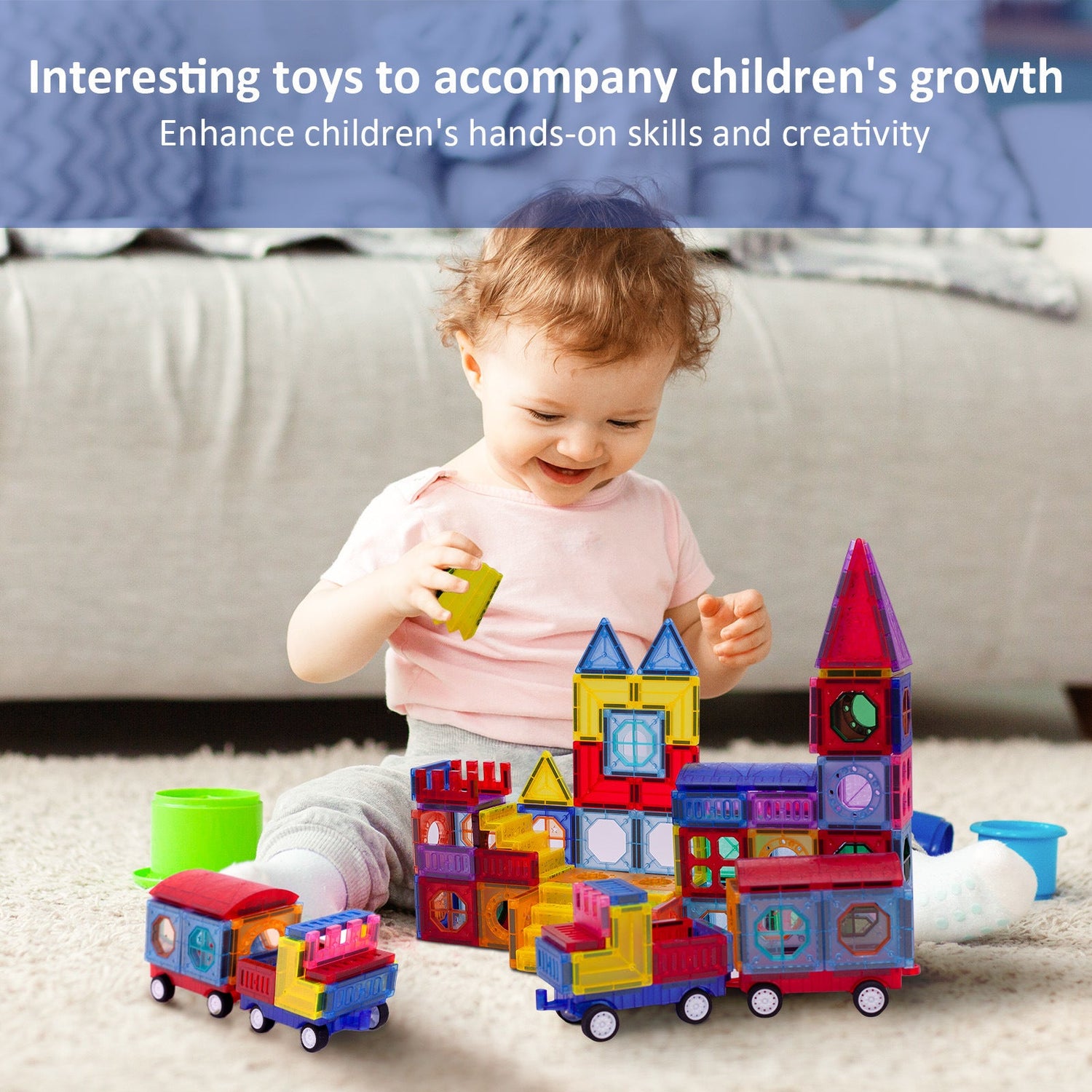 149 Pcs Magnetic Building Tiles Set for Kids with 2 Cars -Stronger 3D DobaDealsexpress.shop2 Cars -Stronger 3D Magnetic Building Blocks -Colorful STEM Magnetic Toys Develop Motor Skills & CreativityHighlights
Improve creativity - Children can create unlimited possibilities in the process of playing with magnetic blocks, improve hands-on skills and creativity, a