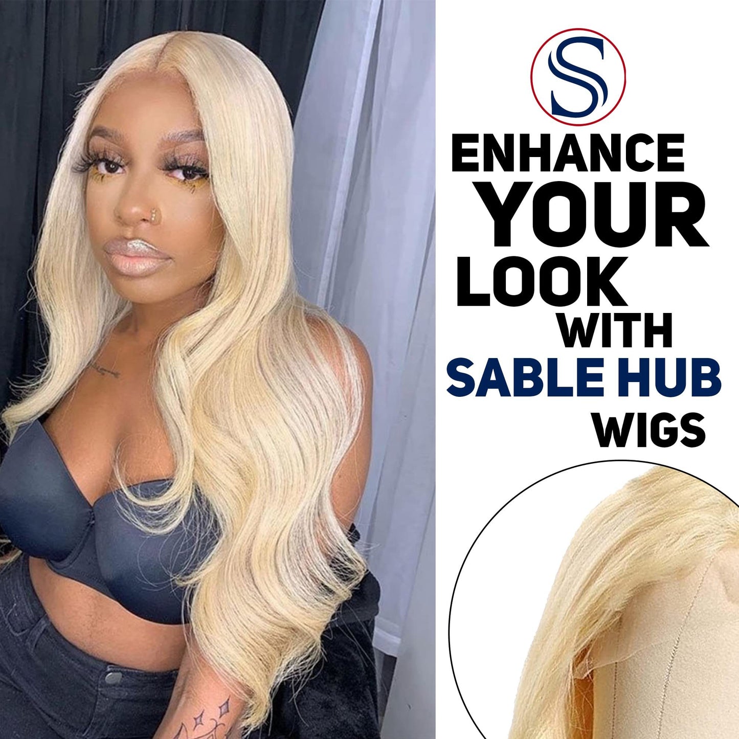 Sable Hub 613 Blonde 4x4 Lace Front Closure Wig Straight Human Hair Brazilian Human Hair Wigs for Women Pre plucked 150 Density 613 Blonde Transparent Lace Frontal Wig with Baby Hair 150% Density