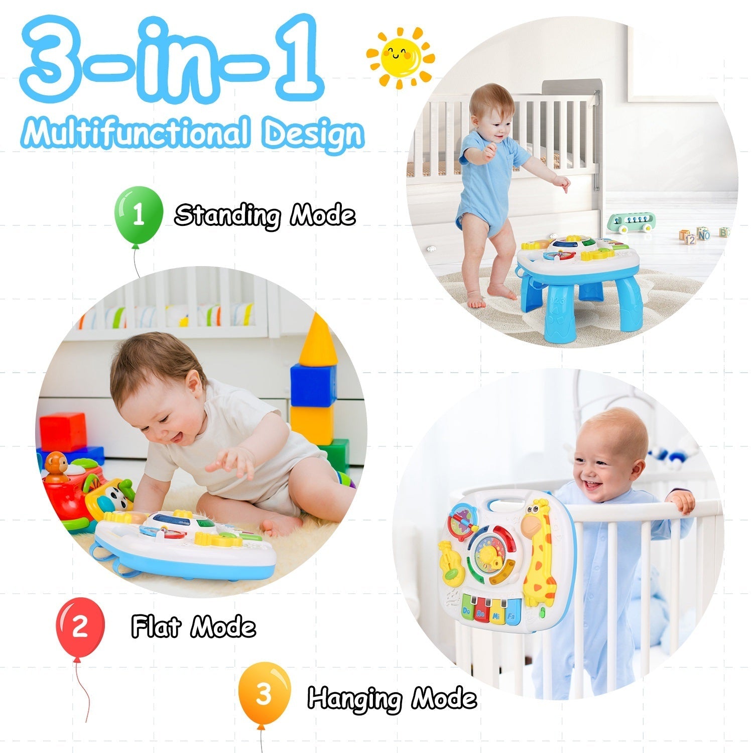 Toddler Musical Learning Table Educational Baby Toys Musical Activity DobaDealsexpress.shopToddler Musical Learning Table Educational Baby Toys Musical Activity Table Learning CenterHighlights
A practical educational toy to improve baby’s music sentiment, hearing development, color recognition and exploring spirit.
Different from other dull musi