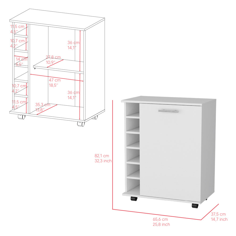 Bar Cart Cisco, Living Room, WhiteDobaDealsexpress.shopBar Cart Cisco, Living Room, WhiteSpecification
Main Color:White
Filler:Particle Board
Main Material:Engineered Wood
Details
Product Features:
Integrated Bottle Storage: Dedicated built-in rack accom