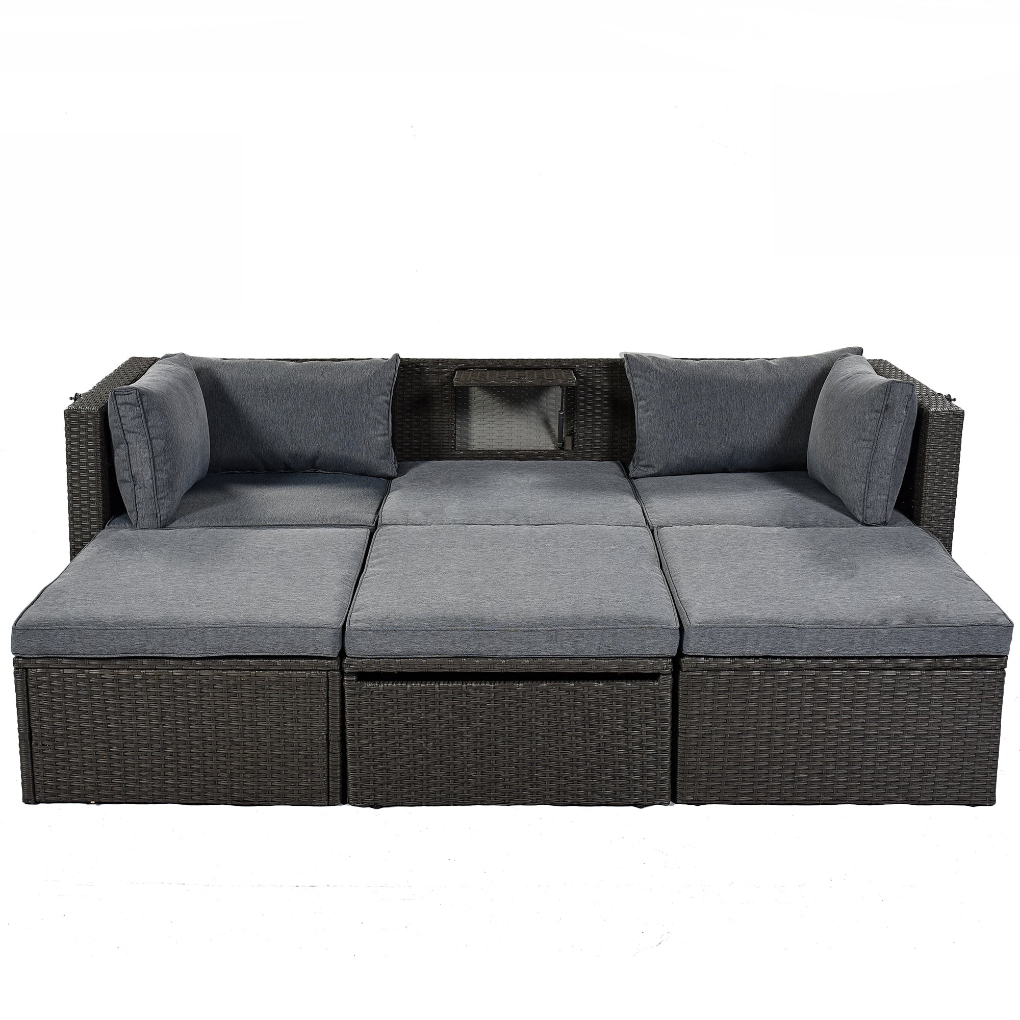 Outdoor Patio Rectangle Daybed with Retractable Canopy, Wicker FurnituDobaDealsexpress.shopRetractable Canopy, Wicker Furniture Sectional SeatingHighlights
This elegantly designed sectional sofa is perfect for the pool side, garden, patio or deck, offering the best in quality and comfort with tightly woven PE