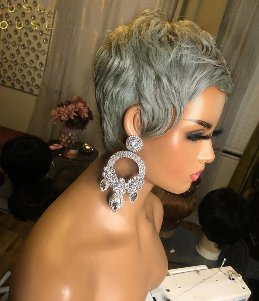 Women's wig short hair silver gray mechanism rose net chemical fiber wDobaDealsexpress.shopwig short hair silver gray mechanism rose net chemical fiber wig head set Pixie cut wigHighlights
Women's wigs short hair