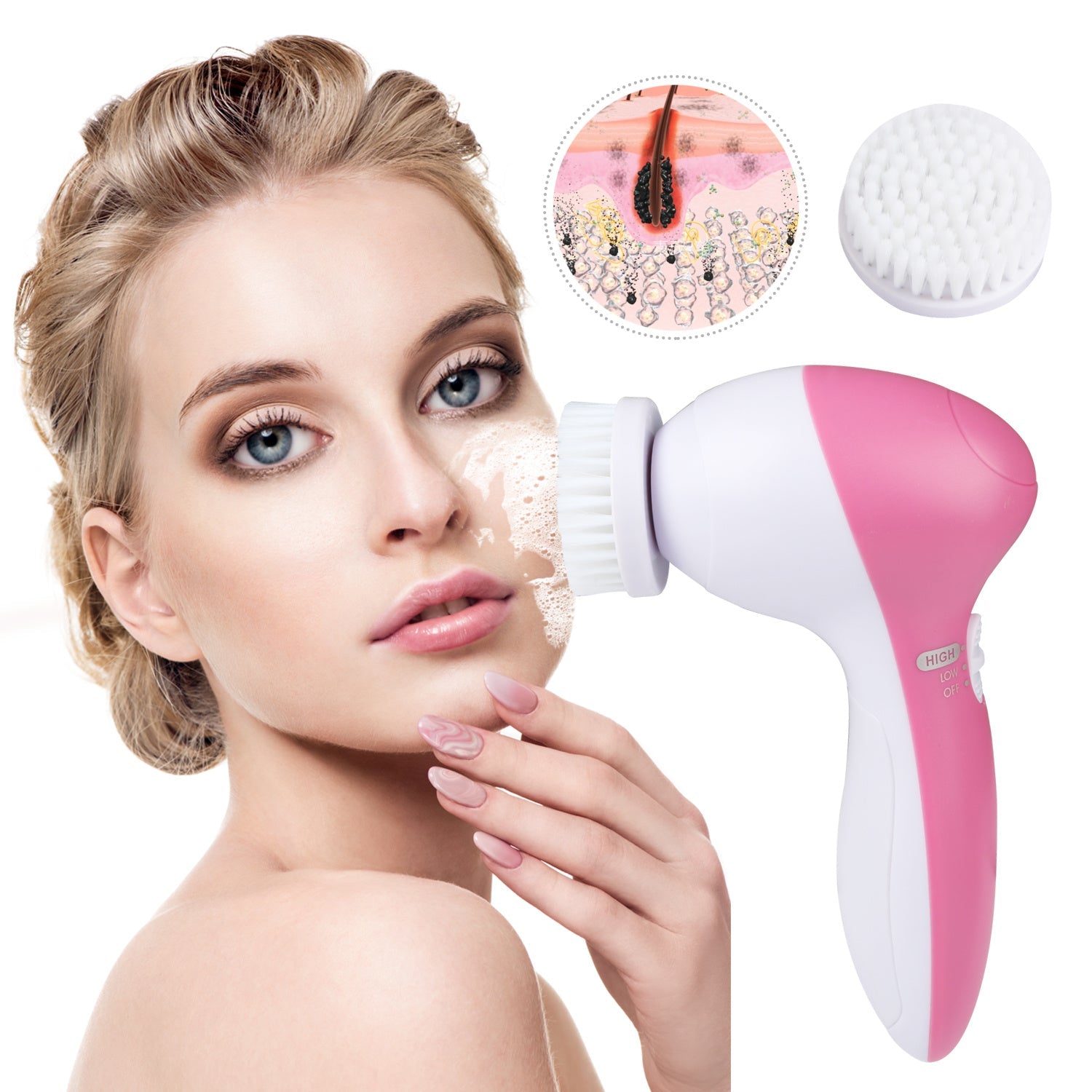 Facial Cleansing Brush Waterproof Face Spin Cleaning Brush with 5 BrusDobaDealsexpress.shopFacial Cleansing Brush Waterproof Face Spin Cleaning BrushHighlights
5 Different Brush Heads
360 Degree Rotation System
Details
*Features*:
*[5 Different Brush Heads] --These brushes are used to facial cleansing; makeup rem