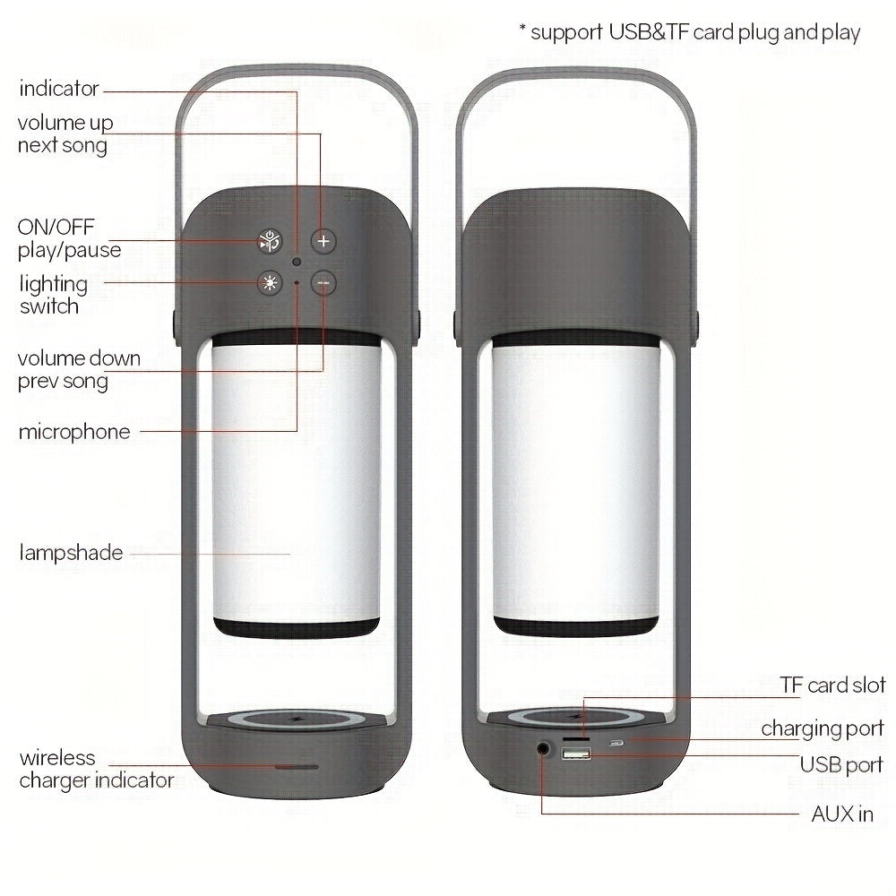 Portable Wireless Flame LED Speaker With Wireless Charger; Speaker WitDobaDealsexpress.shop10 Hours Working Time; 10W Speaker BT 4Details