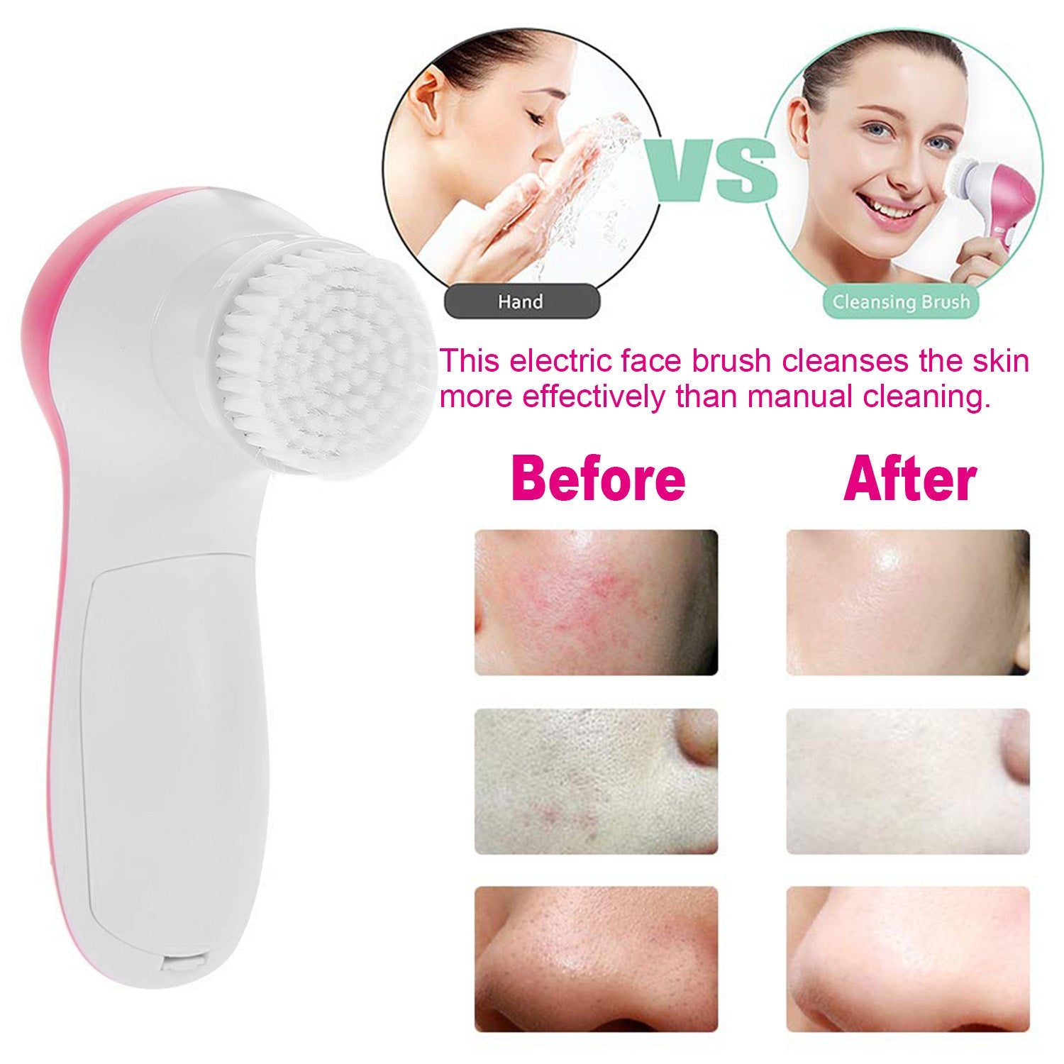 Facial Cleansing Brush Waterproof Face Spin Cleaning Brush with 5 BrusDobaDealsexpress.shopFacial Cleansing Brush Waterproof Face Spin Cleaning BrushHighlights
5 Different Brush Heads
360 Degree Rotation System
Details
*Features*:
*[5 Different Brush Heads] --These brushes are used to facial cleansing; makeup rem