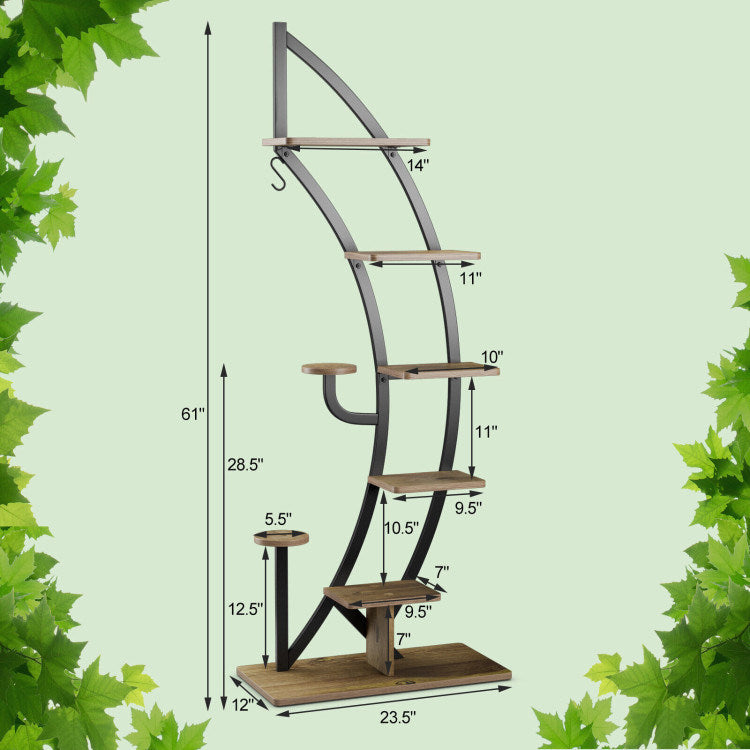 6-Tier 9 Potted Metal Plant Stand Holder Display Shelf with HookDobaDealsexpress.shop6-Tier 9 Potted Metal Plant Stand Holder Display ShelfHighlights
Multi-Layer Storage Space: The 6-tier moon half plant stand adopts a 6-layer ladder structure, which not only provides ample storage and display space for