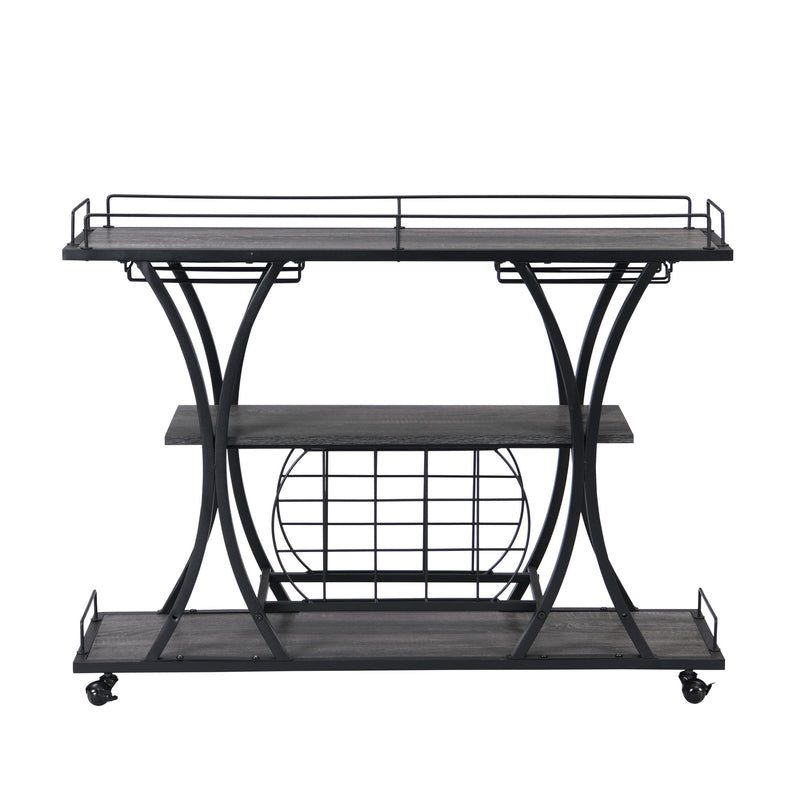 Industrial Bar Cart Kitchen Bar&Serving Cart for Home with Wheels 3 -Tier Storage Shelves