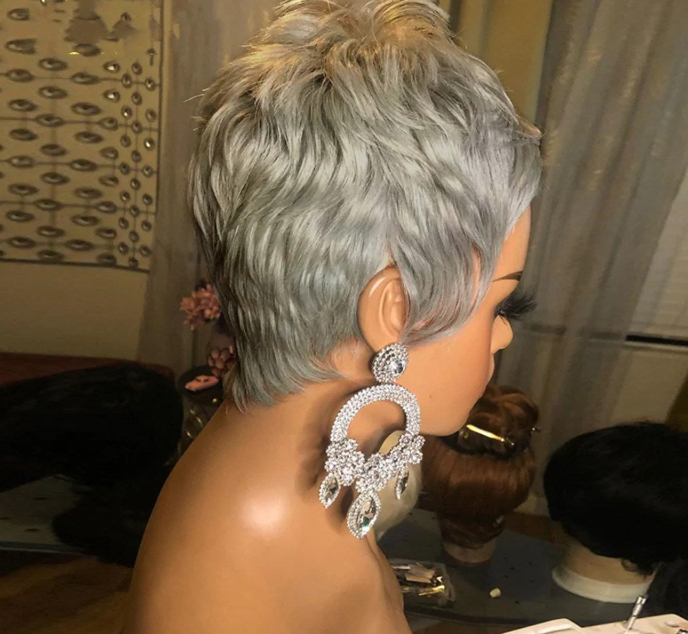 Women's wig short hair silver gray mechanism rose net chemical fiber wDobaDealsexpress.shopwig short hair silver gray mechanism rose net chemical fiber wig head set Pixie cut wigHighlights
Women's wigs short hair