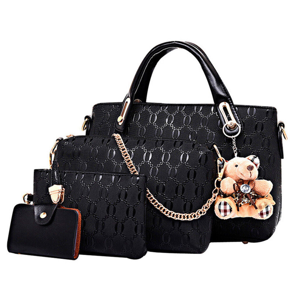 4Pcs/Set Women PU Leather Handbags Messenger Shoulder Bags Tote SatcheDobaDealsexpress.shop4Pcs/Set Women PU Leather Handbags Messenger Shoulder Bags Tote Satchel PurseDetails
Features:1. 100% Brand New, fashion design, made of high quality PU leather with premium hardware accessories.2. Large capacity, organized inner pockets, can