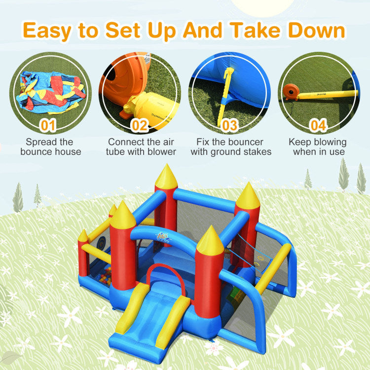 Inflatable Soccer Goal Ball Pit Bounce House Without BlowerDobaDealsexpress.shopInflatable Soccer Goal Ball Pit Bounce HouseHighlights
Experience Jumping Fun: The inflatable castle has a large jumping area for kids to play, which can inspire their interest in sports and avoid them to be i