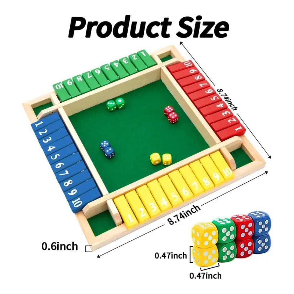Shut The Box Game; Wooden Board Dice Games For Adults And Kids 2-4 PlaDobaDealsexpress.shopBox Game; Wooden Board Dice GamesDetails