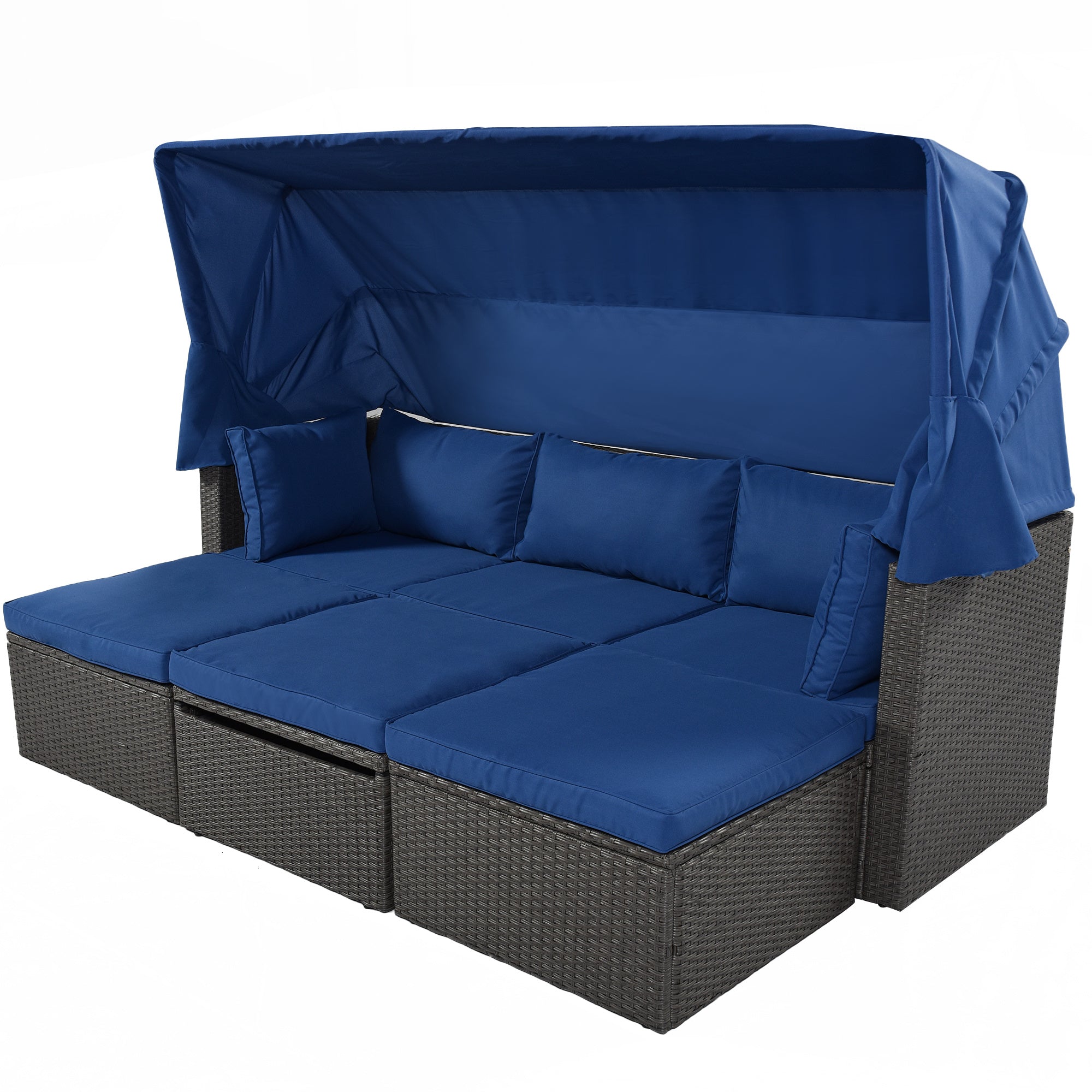 Outdoor Patio Rectangle Daybed with Retractable Canopy, Wicker FurnituDobaDealsexpress.shopRetractable Canopy, Wicker Furniture Sectional SeatingHighlights
This elegantly designed sectional sofa is perfect for the pool side, garden, patio or deck, offering the best in quality and comfort with tightly woven PE