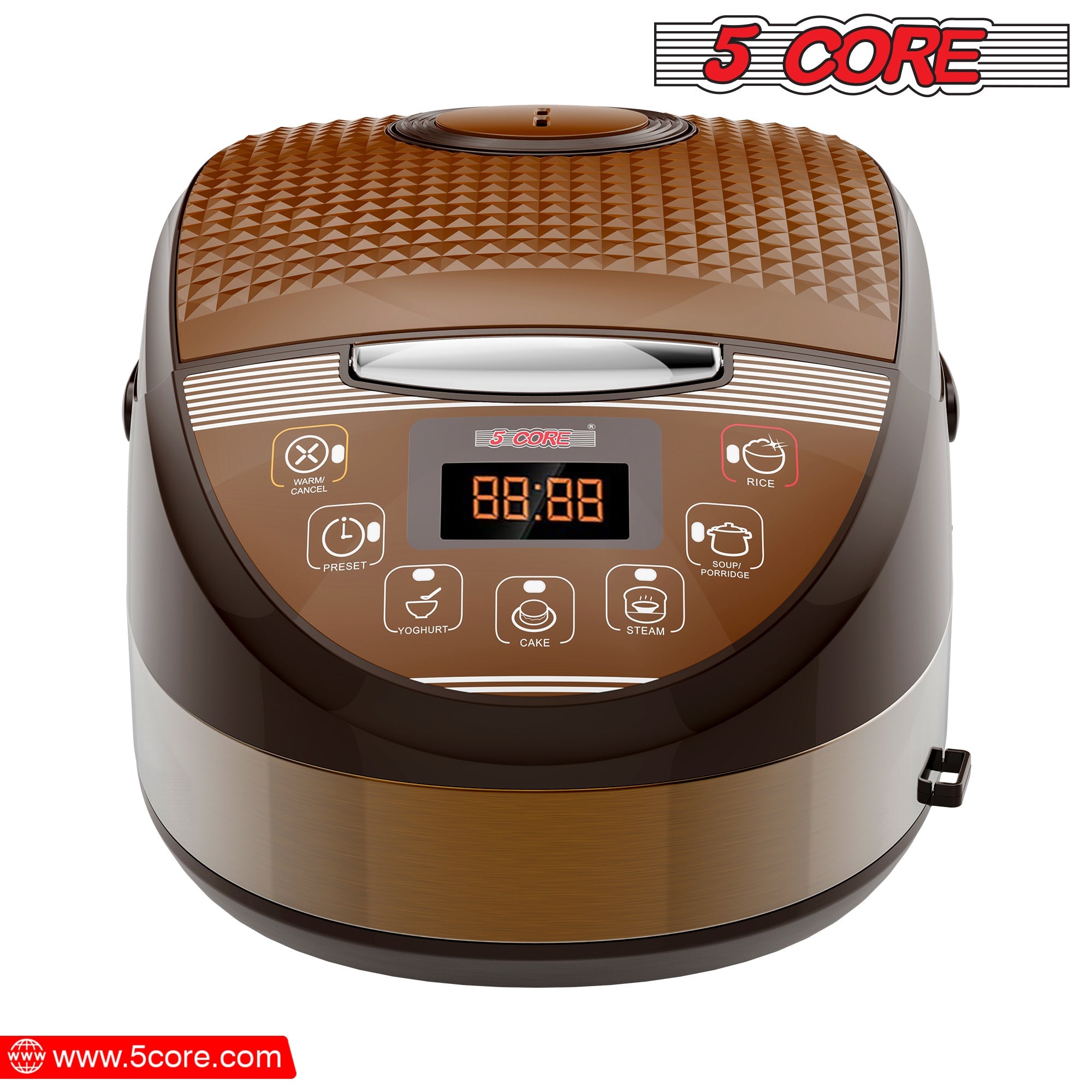 5 Core 5.3Qt Asian Rice Cooker Digital Programmable 15-in-1 Ergonomic DobaDealsexpress.shop-1 Ergonomic Large Touch Screen Electric Multi Cooker Slow Cooker Steamer Pot Warmer 11 Cups 24 Hour Delay Timer AutoHighlights
With the help of an electric rice cooker, you can prepare everything from a filling jambalaya, steamed vegetables, rice, decadent cake, Stew Pot, Steamer,