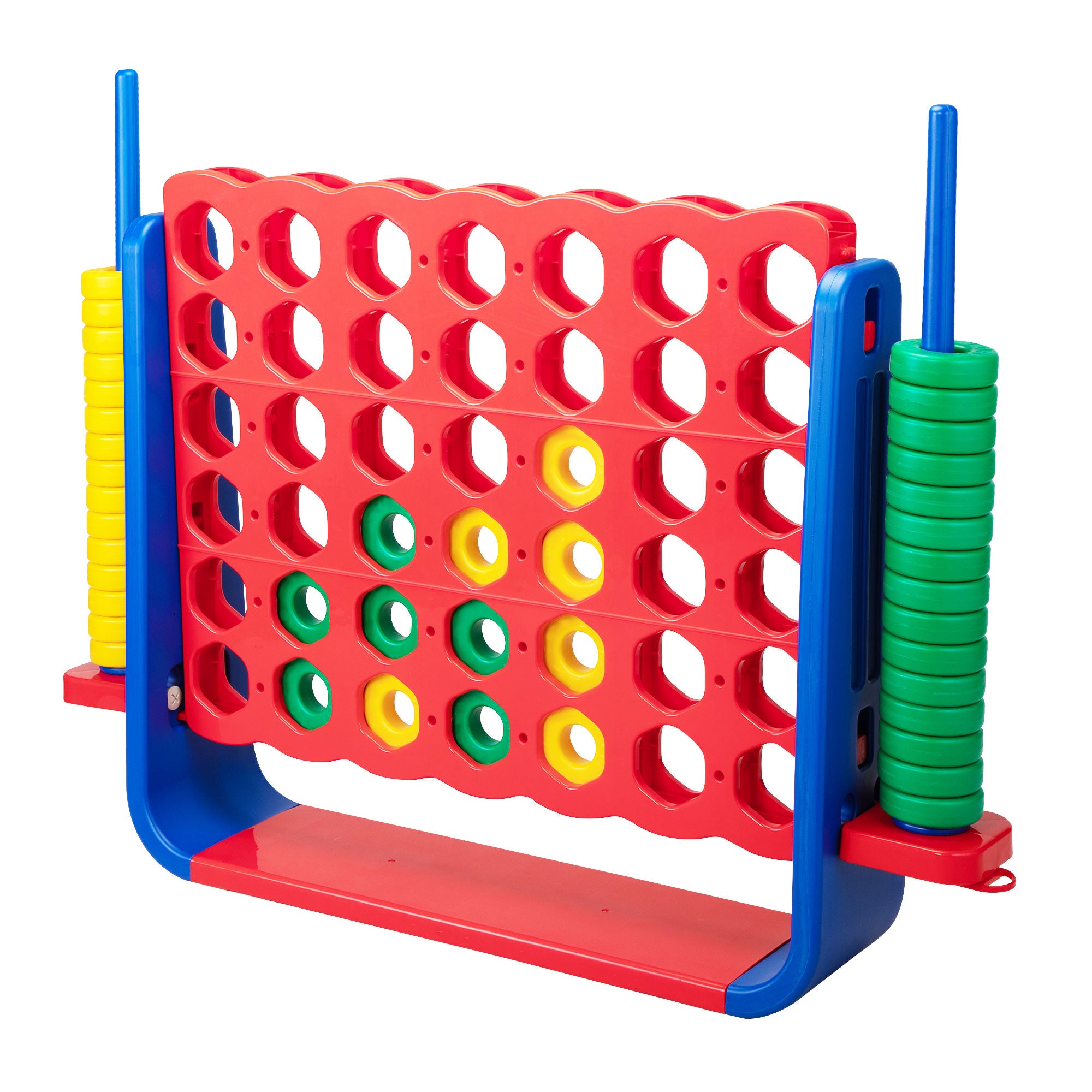 Jumbo 4-to-Score Game Set;  Giant Connect 4 with 42 Rings;  Indoor OutDobaDealsexpress.shop42 Rings; Indoor Outdoor Game SetDetails
Features:
[Giant 4-in-a-row Game Set]: A colorful finish with a 3D version, this 4-in-a-row game set brings more joy for both kids and parents. Perfect as a 