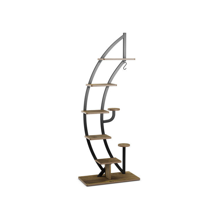 6-Tier 9 Potted Metal Plant Stand Holder Display Shelf with HookDobaDealsexpress.shop6-Tier 9 Potted Metal Plant Stand Holder Display ShelfHighlights
Multi-Layer Storage Space: The 6-tier moon half plant stand adopts a 6-layer ladder structure, which not only provides ample storage and display space for