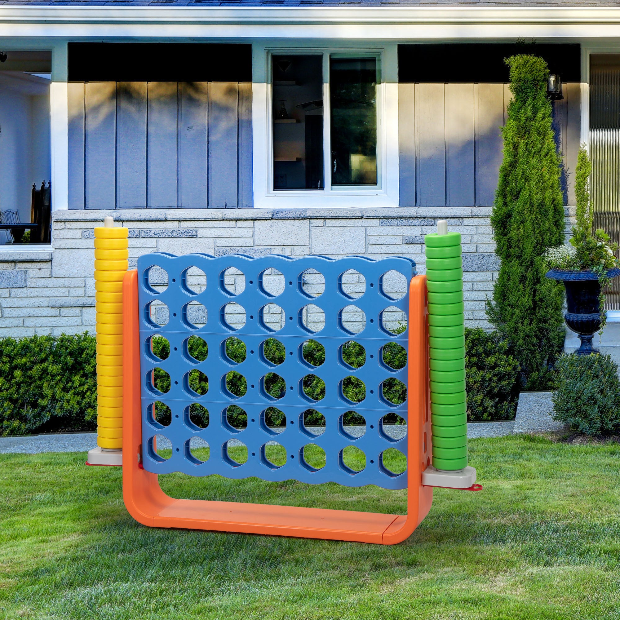 Jumbo 4-to-Score Game Set;  Giant Connect 4 with 42 Rings;  Indoor OutDobaDealsexpress.shop42 Rings; Indoor Outdoor Game SetDetails
Features:
[Giant 4-in-a-row Game Set]: A colorful finish with a 3D version, this 4-in-a-row game set brings more joy for both kids and parents. Perfect as a 