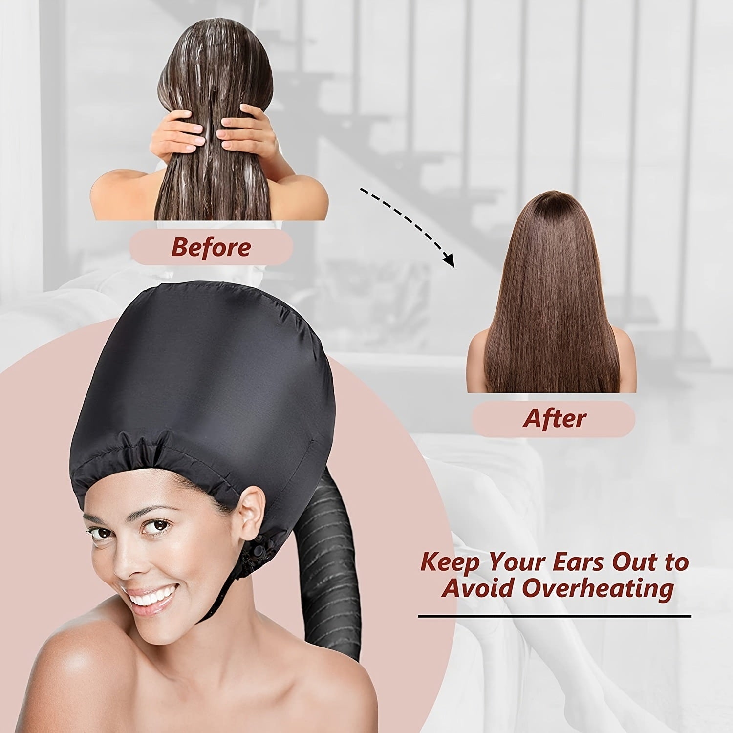 1pc Soft Bonnet Hooded Hair Dryer Attachment For Natural Curly TextureDobaDealsexpress.shopNatural Curly Textured Hair Care; Drying; Styling; Curling; Adjustable Large Hooded BonnetDetails