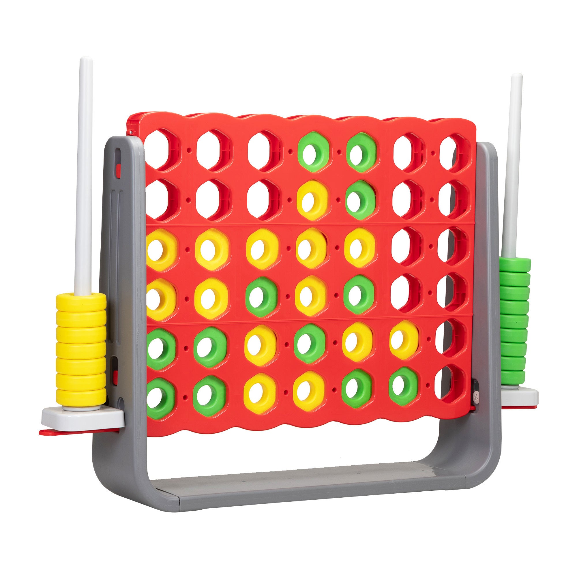 Jumbo 4-to-Score Game Set;  Giant Connect 4 with 42 Rings;  Indoor OutDobaDealsexpress.shop42 Rings; Indoor Outdoor Game SetDetails
Features:
[Giant 4-in-a-row Game Set]: A colorful finish with a 3D version, this 4-in-a-row game set brings more joy for both kids and parents. Perfect as a 