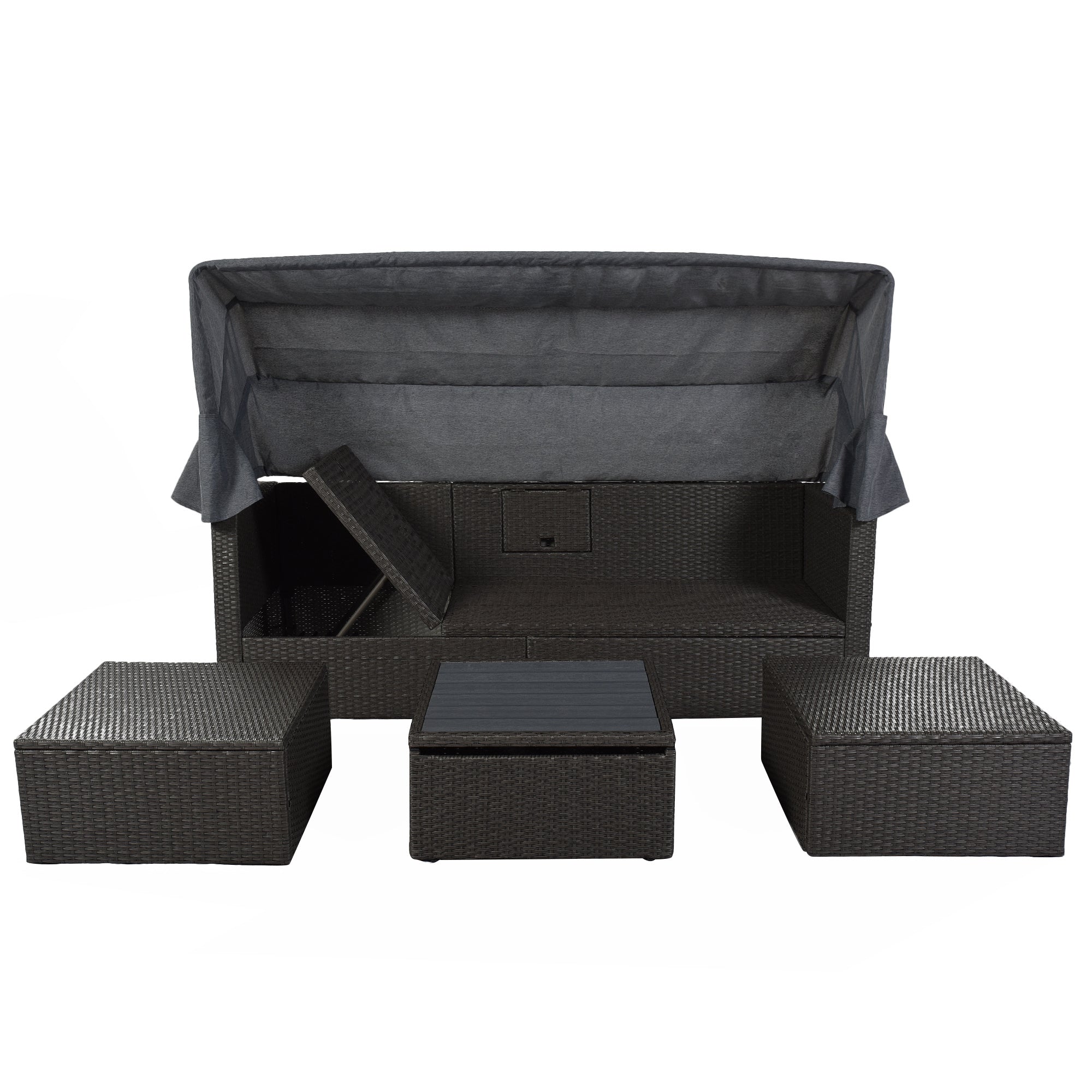 Outdoor Patio Rectangle Daybed with Retractable Canopy, Wicker FurnituDobaDealsexpress.shopRetractable Canopy, Wicker Furniture Sectional SeatingHighlights
This elegantly designed sectional sofa is perfect for the pool side, garden, patio or deck, offering the best in quality and comfort with tightly woven PE