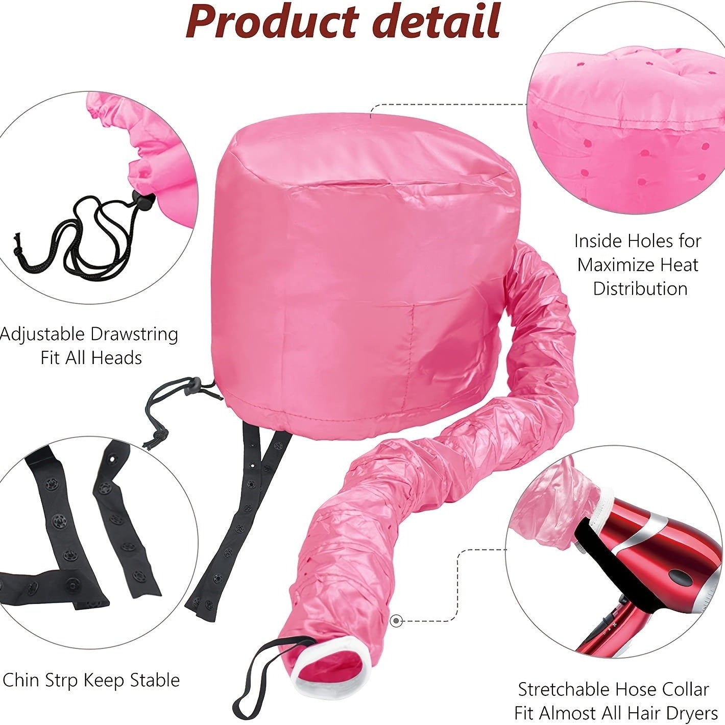 1pc Soft Bonnet Hooded Hair Dryer Attachment For Natural Curly TextureDobaDealsexpress.shopNatural Curly Textured Hair Care; Drying; Styling; Curling; Adjustable Large Hooded BonnetDetails