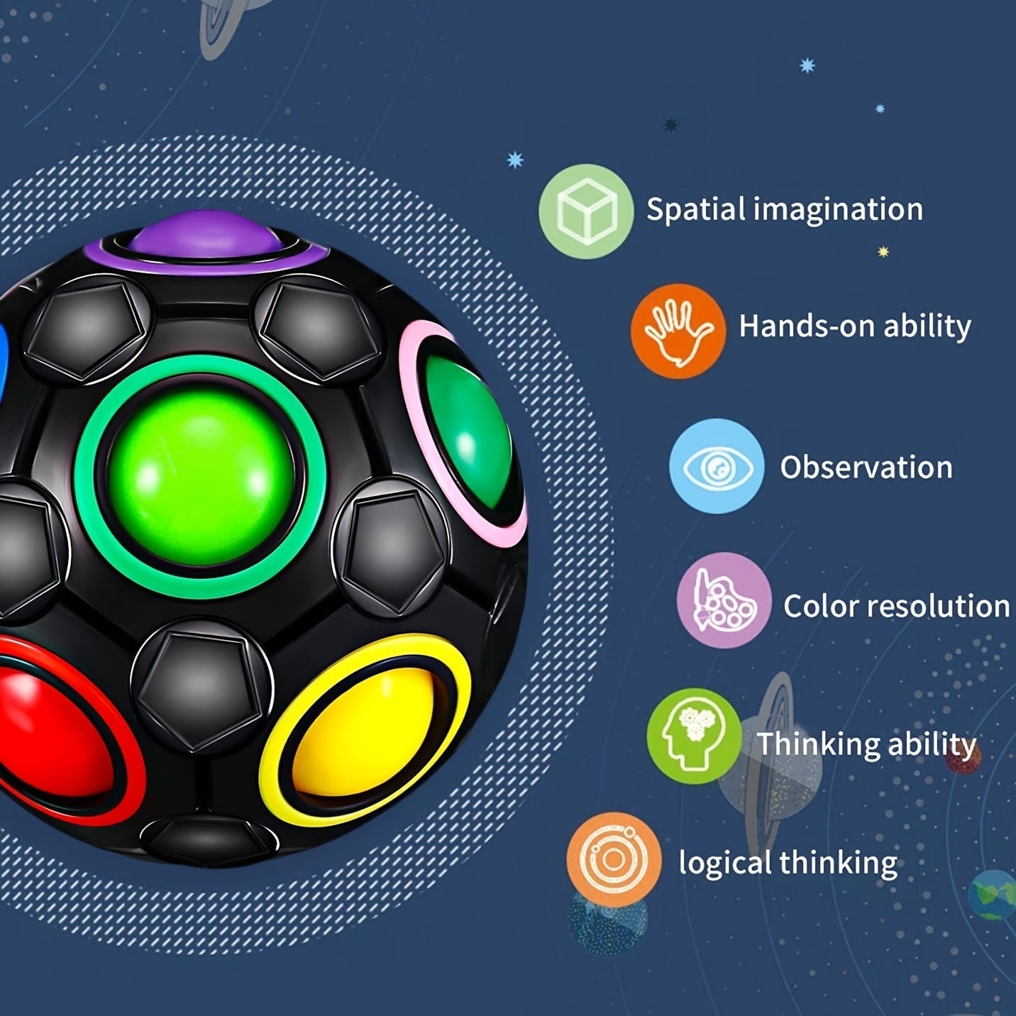 Rainbow Puzzle Ball- Fidget Ball Puzzle Game- Brain Teaser Toy For BoyDobaDealsexpress.shopRainbow Puzzle Ball- Fidget Ball Puzzle Game- Brain Teaser ToyDetails